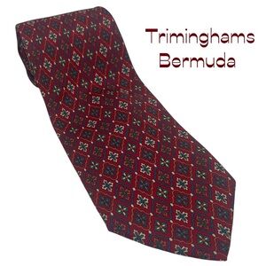 Triminghams Bermuda Red Teal Italian Silk Tie